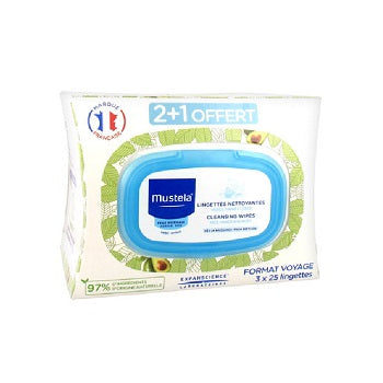 Mustela Normal Skin Cleansing Wipes Travel Size 3x25 Wipes
